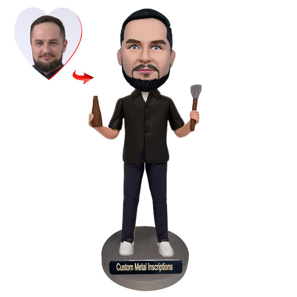 A Highly Skilled Chef Custom Bobblehead with  Metal Inscription