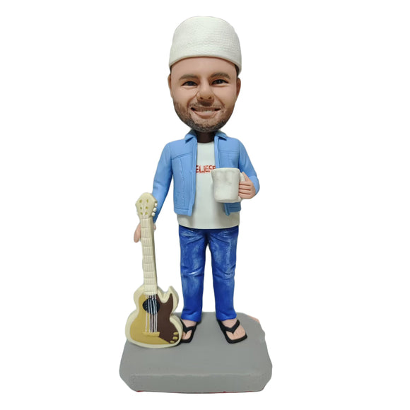 A Man Who Plays Guitar in His Free Time Custom Bobblehead