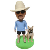 A Man in A Straw Hat And His Dog Custom Bobblehead
