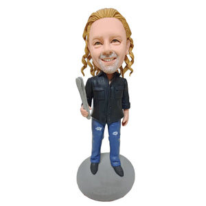 A Stylist with A Curling Iron Custom Bobblehead
