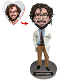 An Experienced Doctor Custom Bobblehead with Metal Inscription