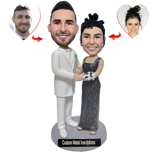 An Intimate Couple Custom Bobblehead with Metal Inscription