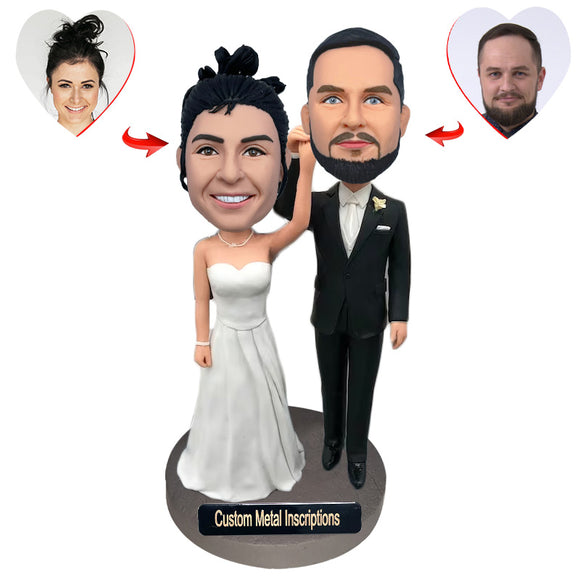 Anniversary Gift for Couple Custom Bobblehead with Metal Inscription