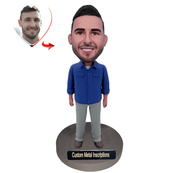 Anniversary Gift for Husband Custom Bobblehead with Metal Inscription