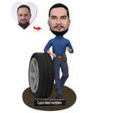 Car Mechanic Custom Bobblehead with   Metal Inscription