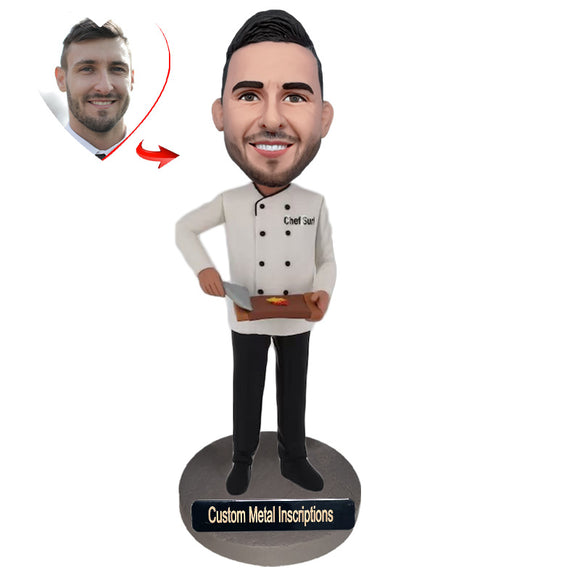 Chef at A Five-star Hotel Custom Bobblehead with Metal Inscription.jpg