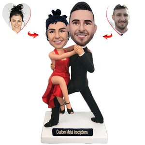 Couples Latin Dancers  Custom Bobblehead with  Metal Inscription