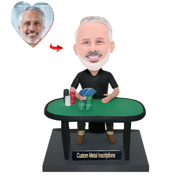 Gambler Gift From Your Pictures Custom Bobblehead with  Metal Inscription