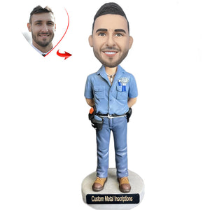 Maintenance Worker Custom Bobblehead with Metal Inscription