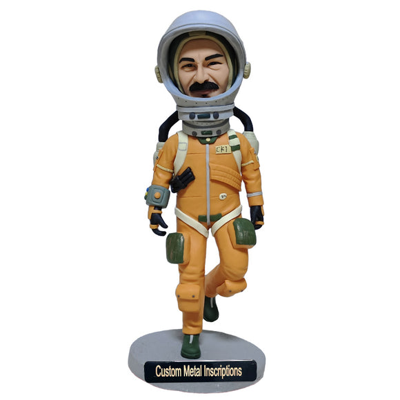 Male Astronaut Custom Bobblehead with Metal Inscription