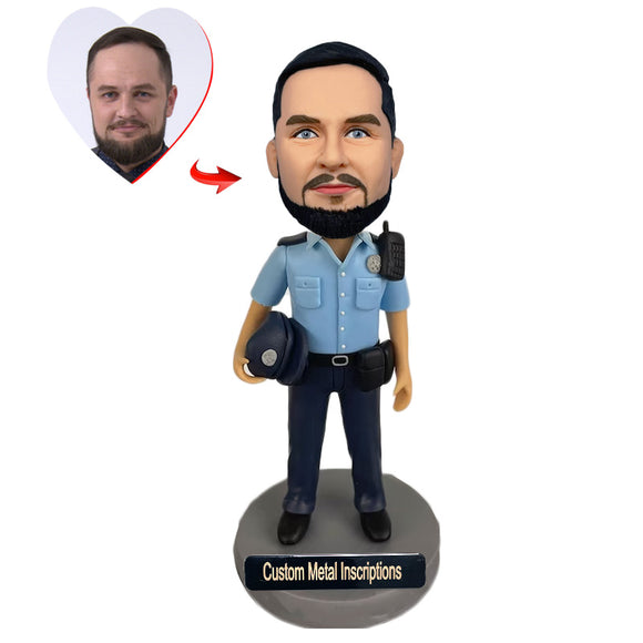 Outstanding Police Officer Custom Bobblehead with Metal Inscription
