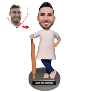 Pastry Chef Custom Bobblehead with  Metal Inscription