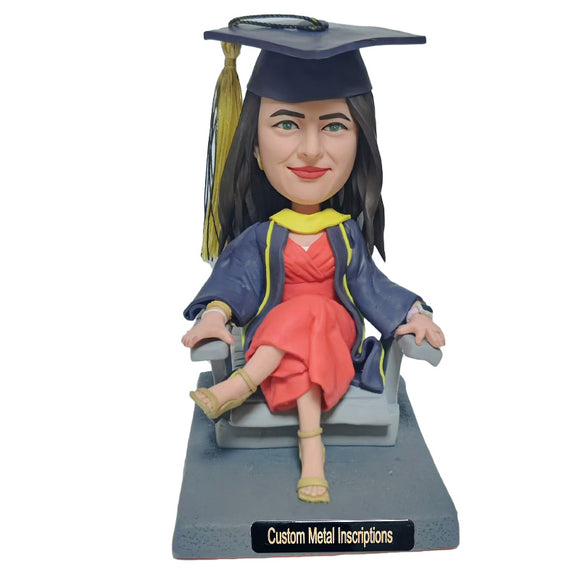 Proud Graduate Custom Bobblehead with Metal Inscription