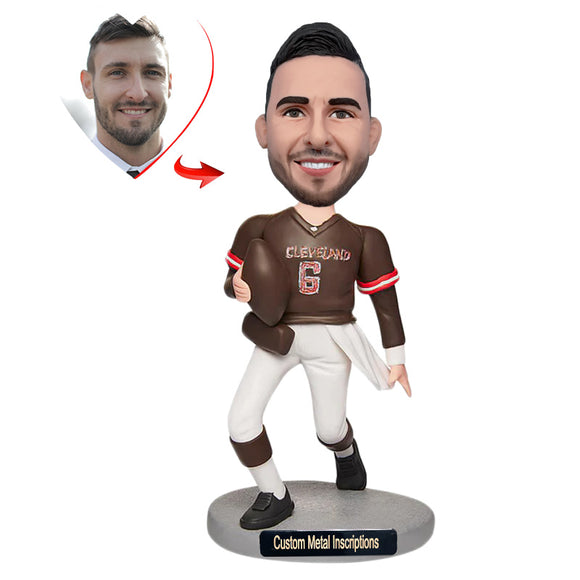 Rugby Sports Player Custom Bobblehead with  Metal Inscription