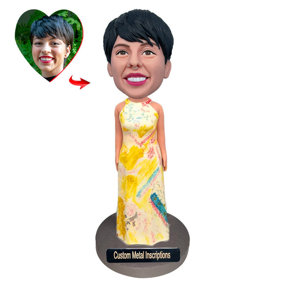 The Beautiful Lady at The Ceremony Custom Bobblehead with Metal Inscription