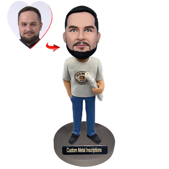 Unique Architectural Engineering Gift for Him Custom Bobblehead with Metal Inscription