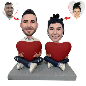 Couple Connected With Love Custom Bobblehead
