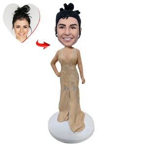 Elegant Lady in Evening Dress Custom Bobblehead