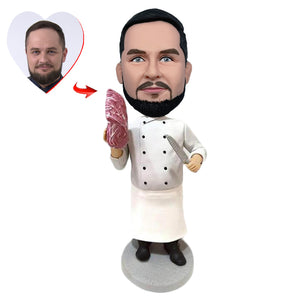 Five Star Chef with Steak Custom Bobbleheads