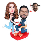 Happy Couple Who Proposed Successfully Custom Bobblehead