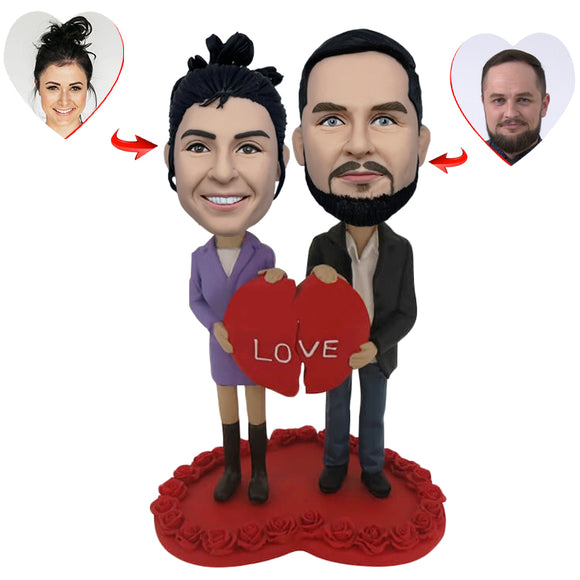 Love Lock With Heart Couple Bobbleheads