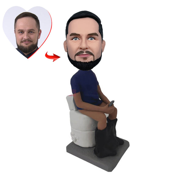 Man Sitting On The Toilet Custom Bobblehead