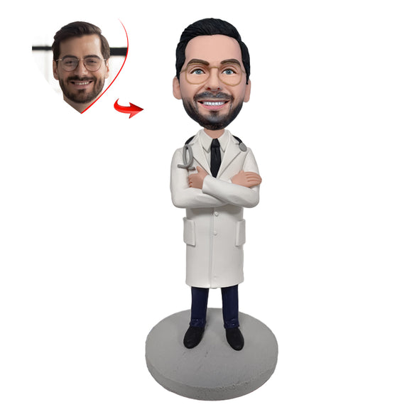 Professional Male Doctor With Arms Folded Custom Bobblehead
